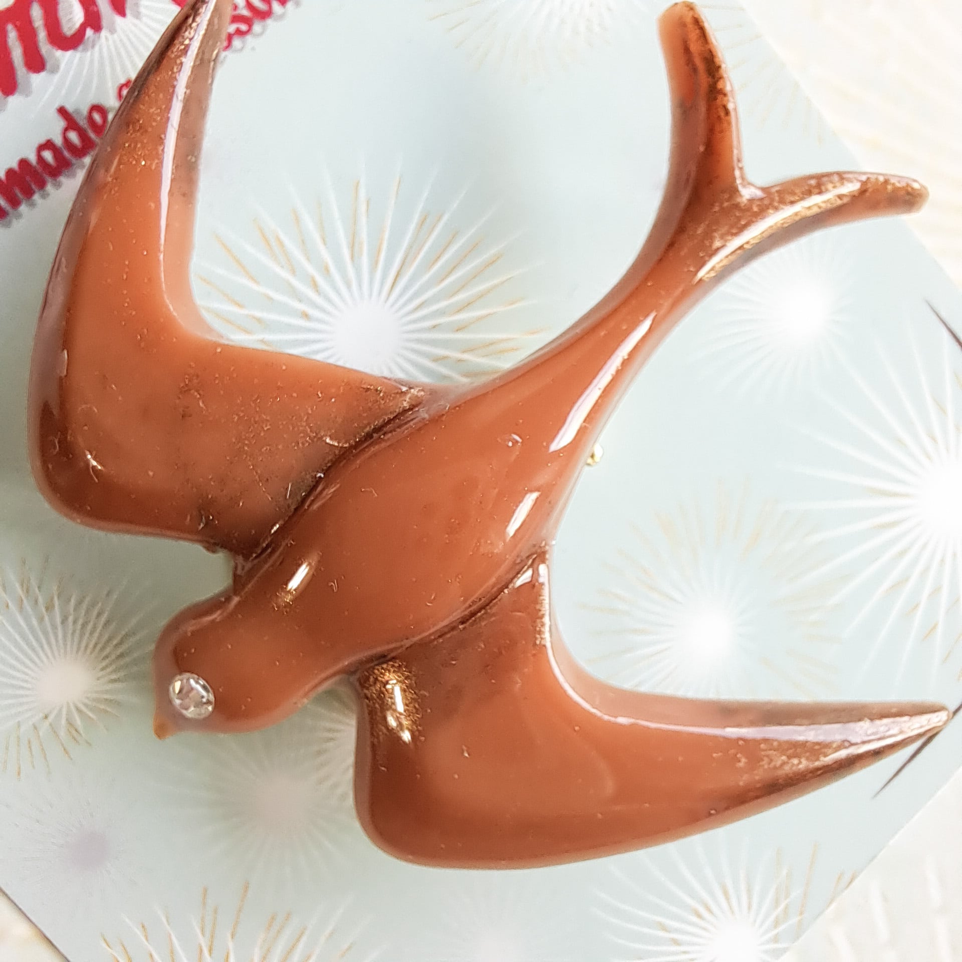 1950's Style Swallow Brooch【キャメル】オールドスクール ツバメ