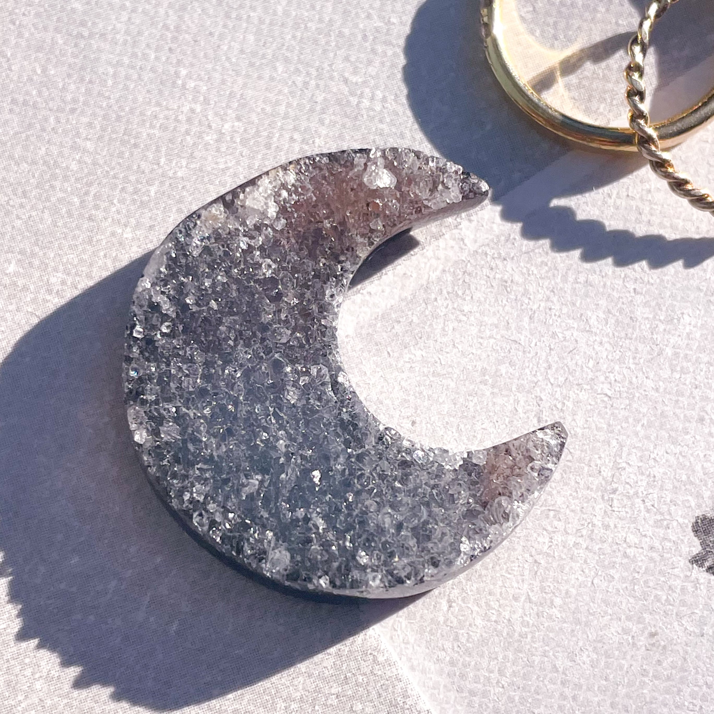 Black Druzy Agate Moon 2 ✧ ドゥルージーアゲート