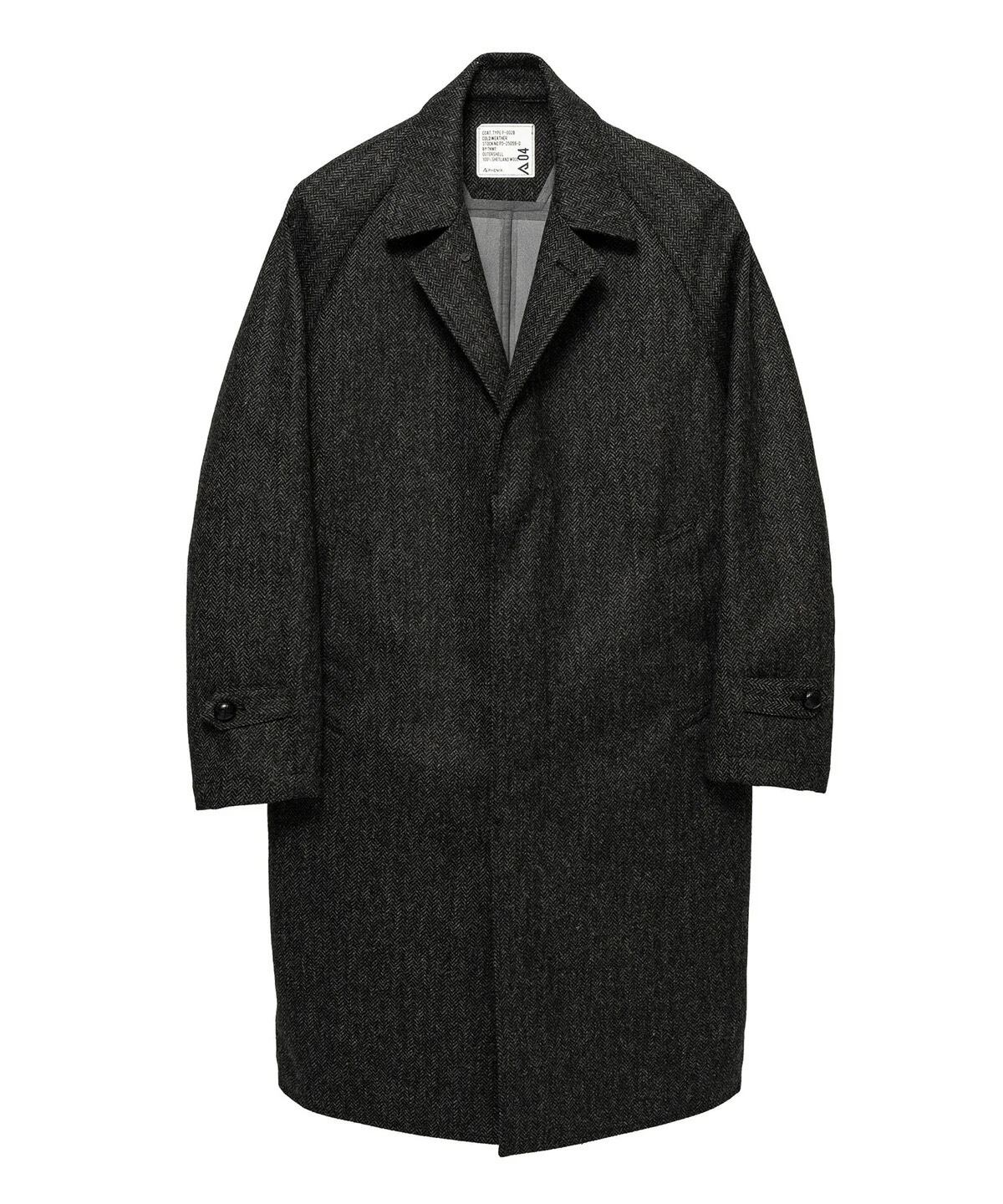 PHENIX by TKMT TYPE P-002A wool tweed balmacaan coat / Black | CETTEN