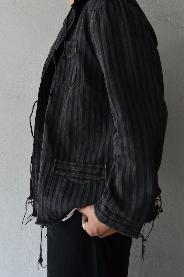 VENTITANK PROJECT Bulgarian Army 1950's-60's Dead Stock Custom Remade & Dyed Sumi Kuro Sleeping Shirt Jacket Type Navy Multi1 ブルガリア軍 スリーピングシャツ ジャケット 50s 黒染め
