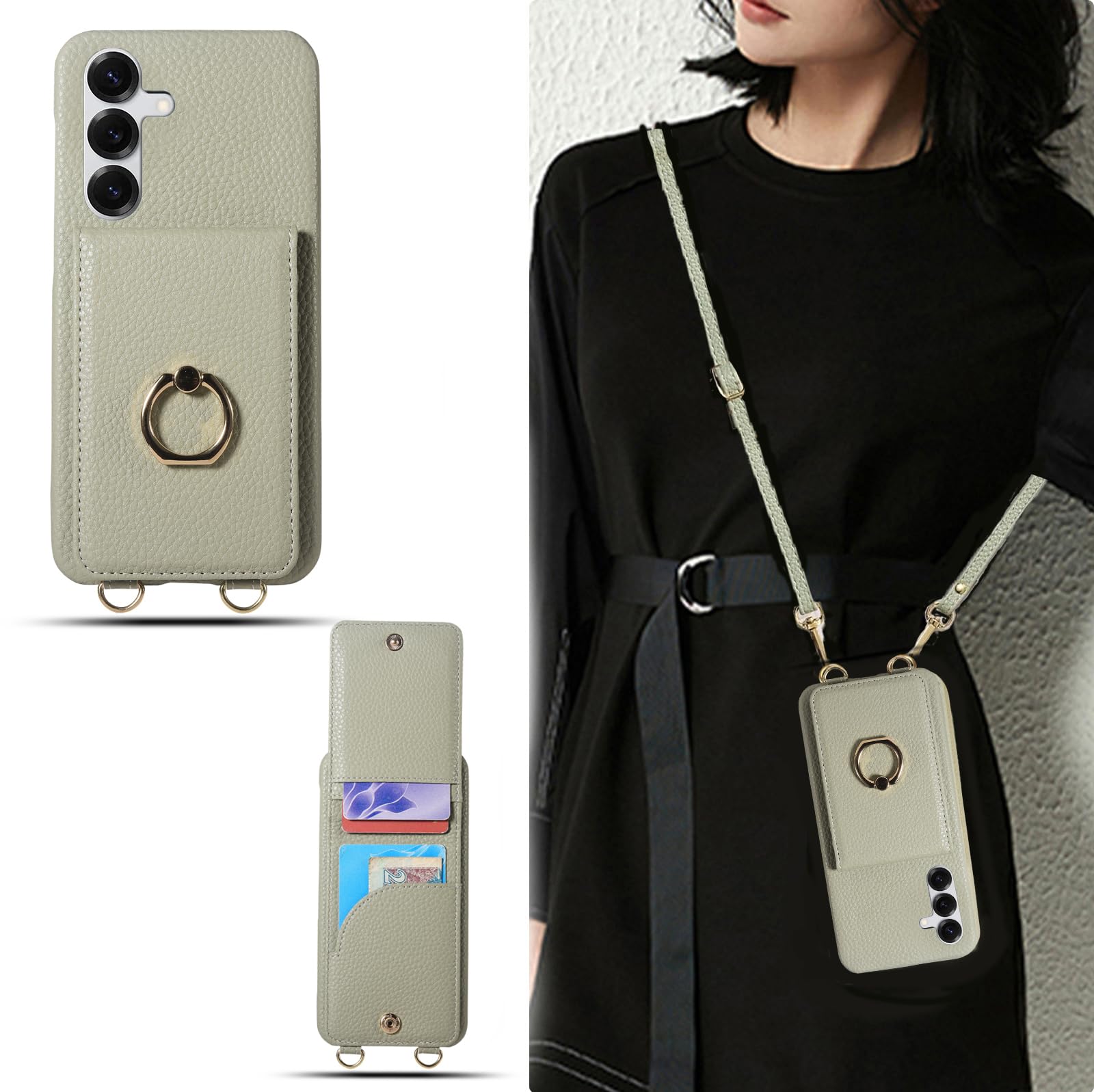 Galaxy S25用ケース ショルダー ピーグリーン