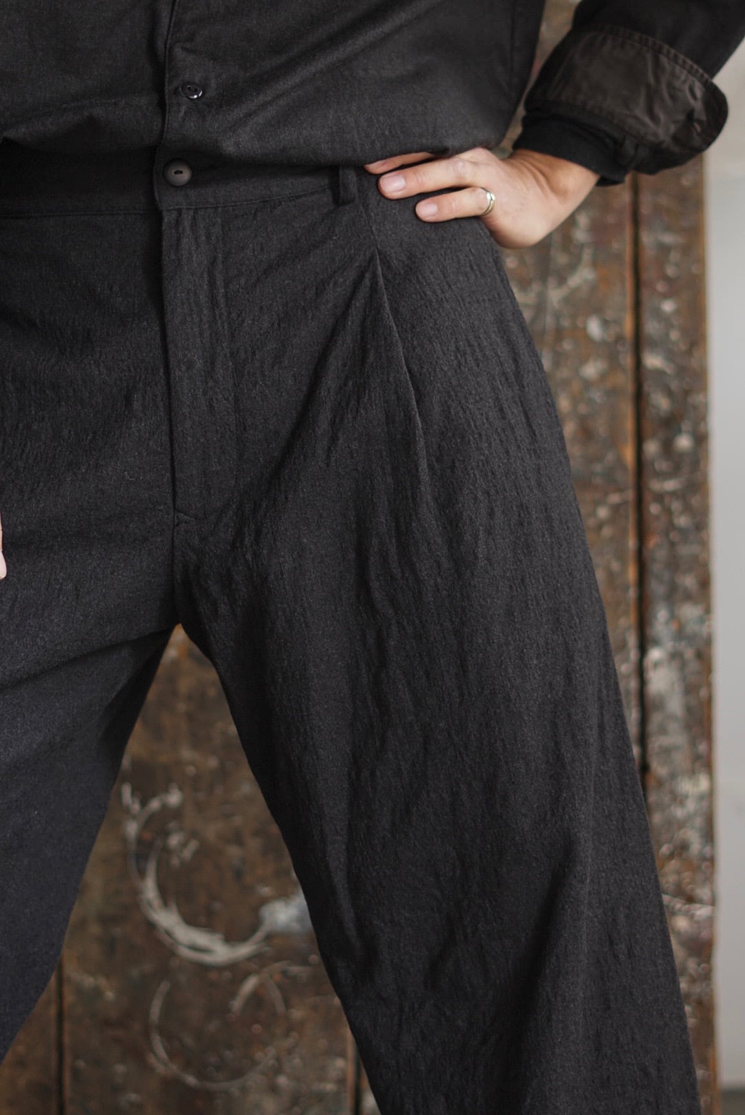 CHEZ VIDALENC - PANTS GARY (BOILED WOOL) | Brownie