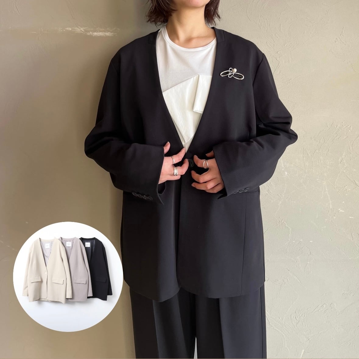 《ご予約〆切1/18まで・1/中旬ごろ入荷》ノーカラージャケット