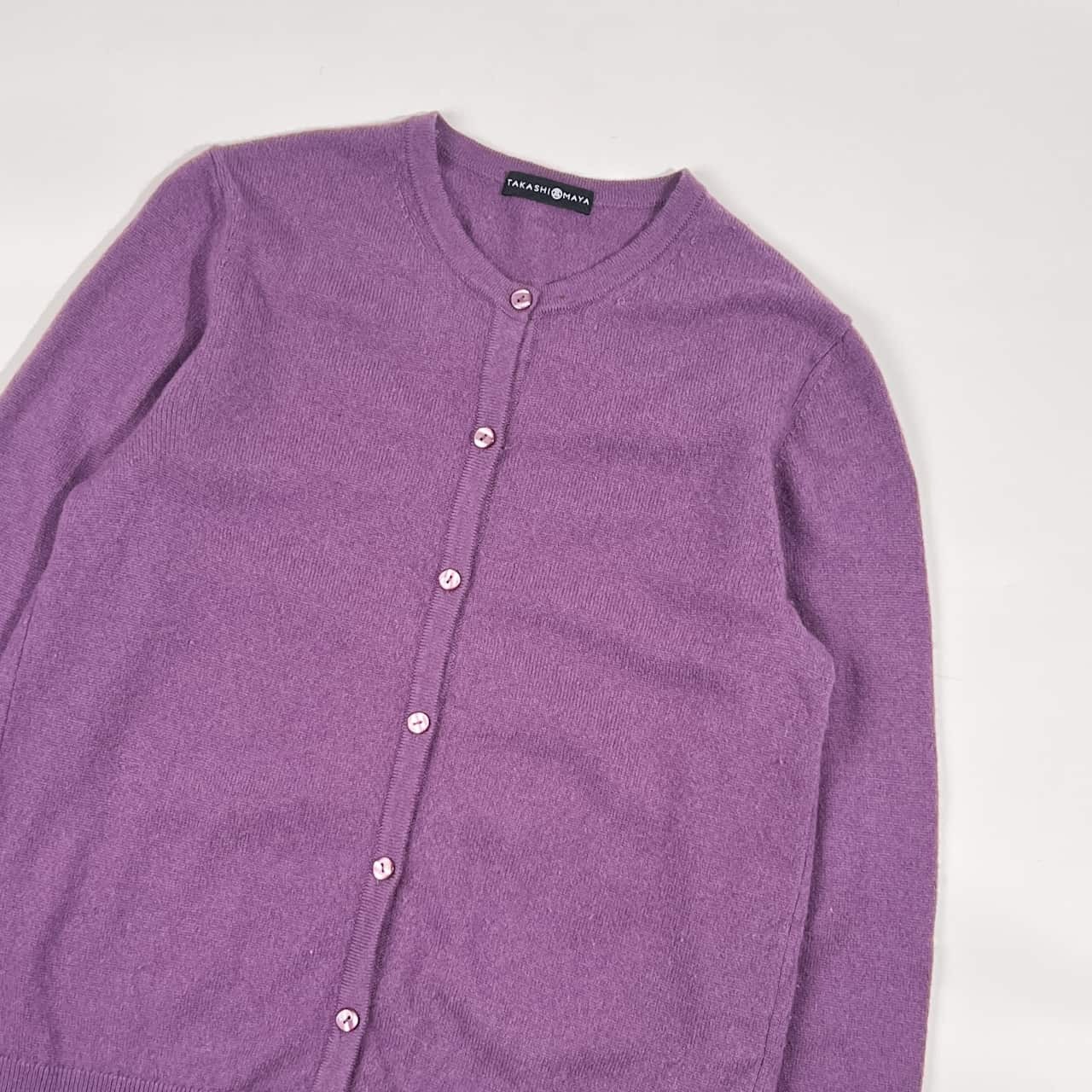 カシミヤ100% TAKASHIMAYA タカシマヤ ニット カーディガン M/バイオレット レディース