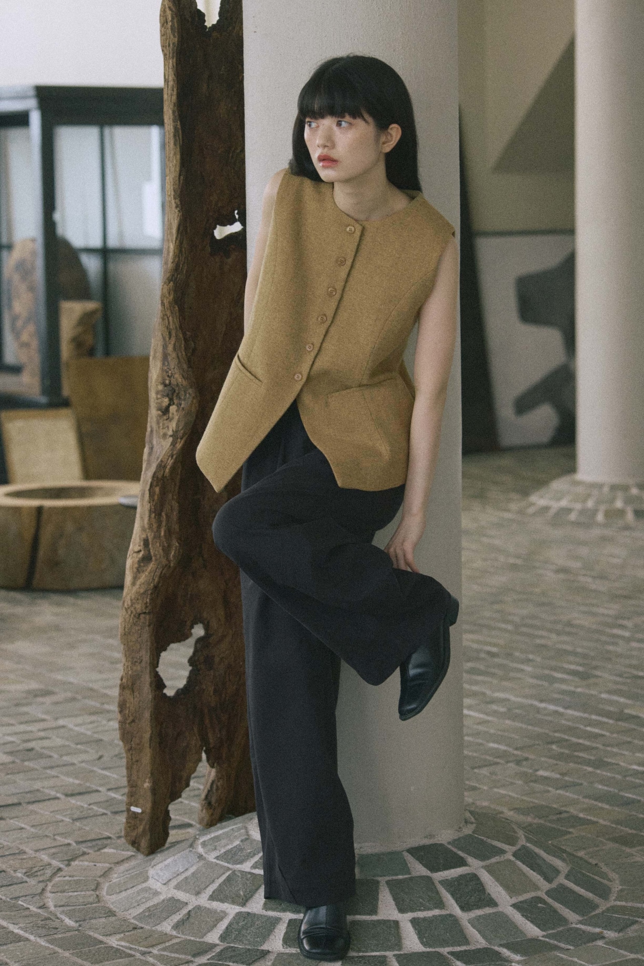 DU260716 Tweed Crew Neck Vest【set up可】【一部予約商品10月中旬】