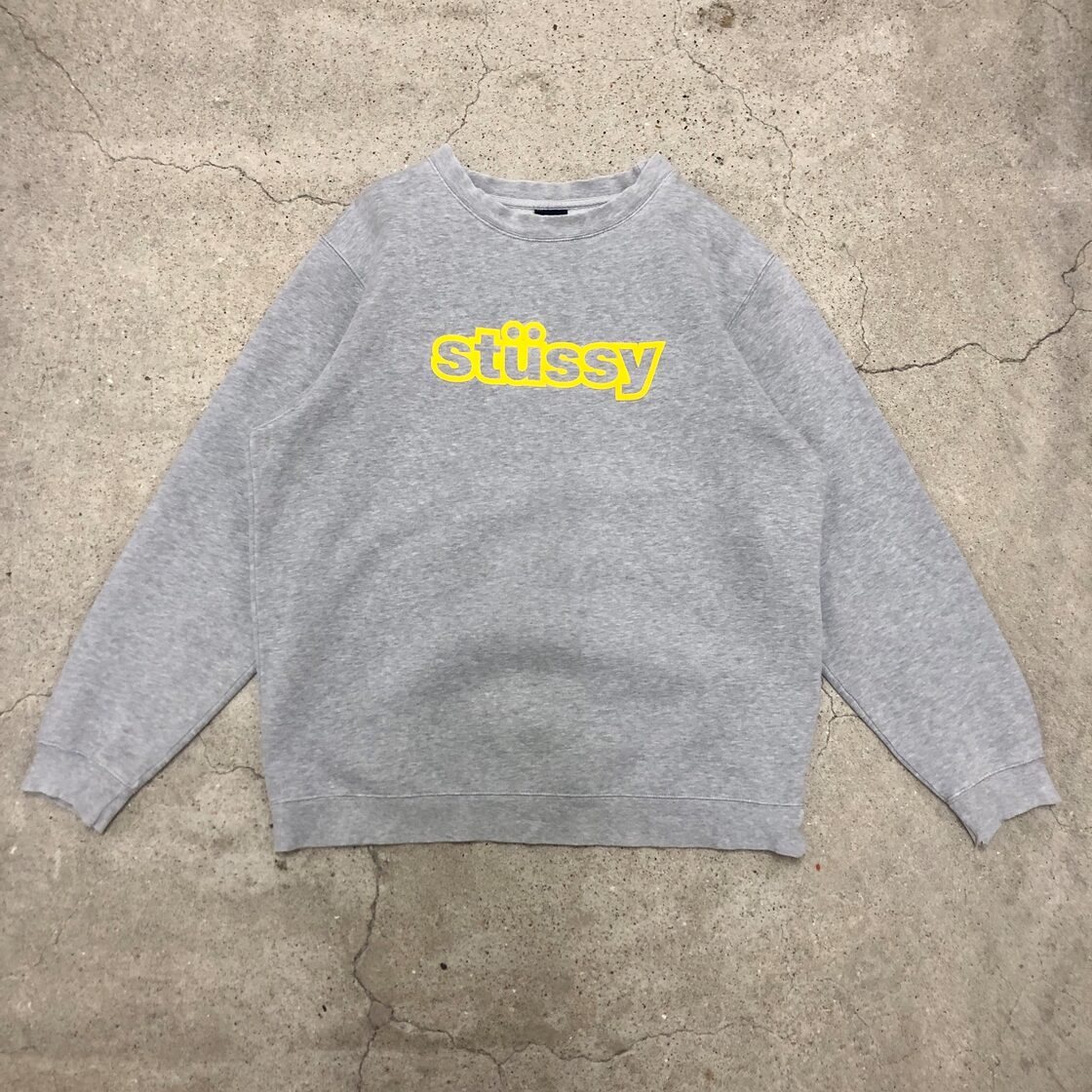 00s OLD STUSSY/Logo Sweat/紺タグ/M/ロゴプリント/ラバープリント 