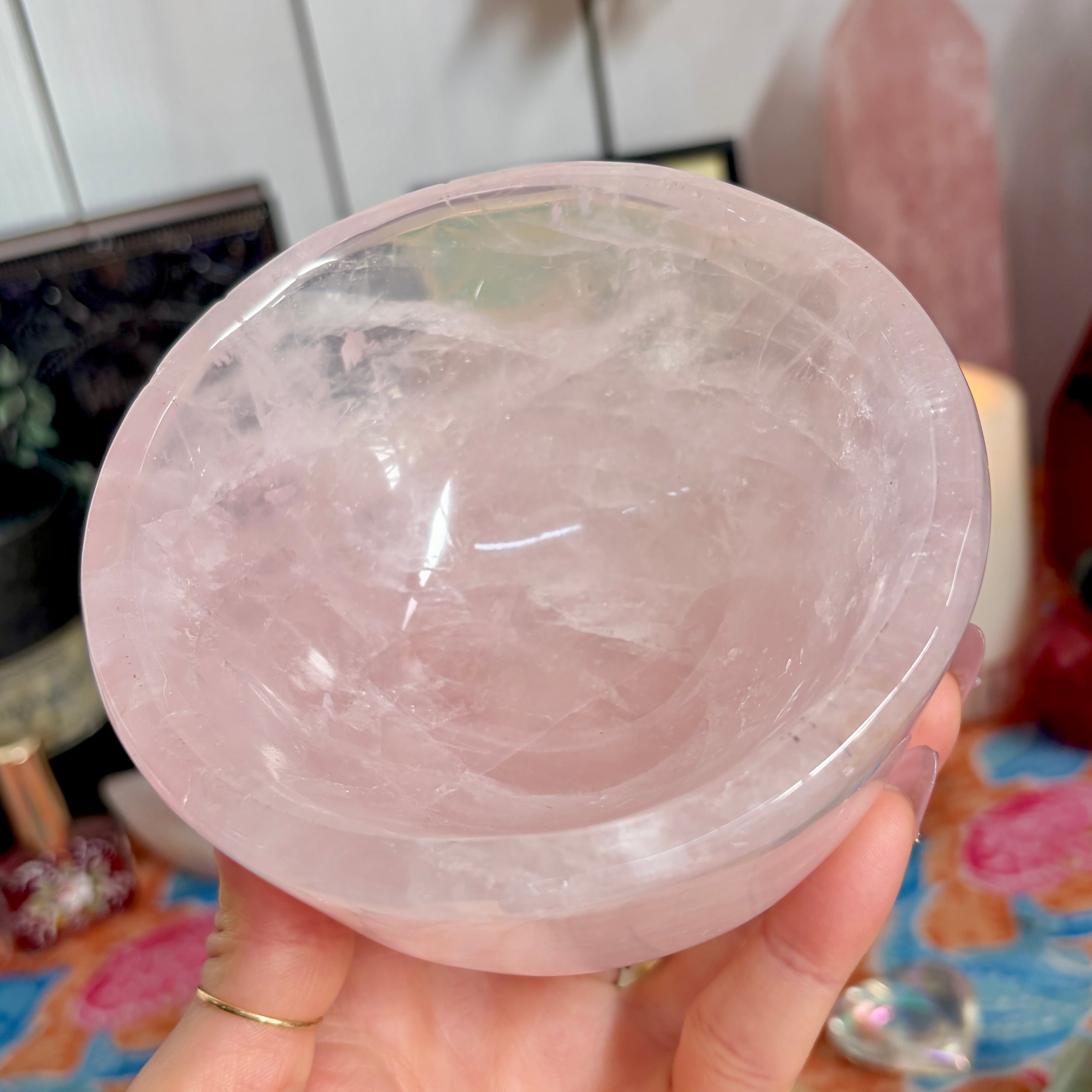 魔女のお守り調合ボウル】ころんとしたピンクのローズクォーツが可愛い