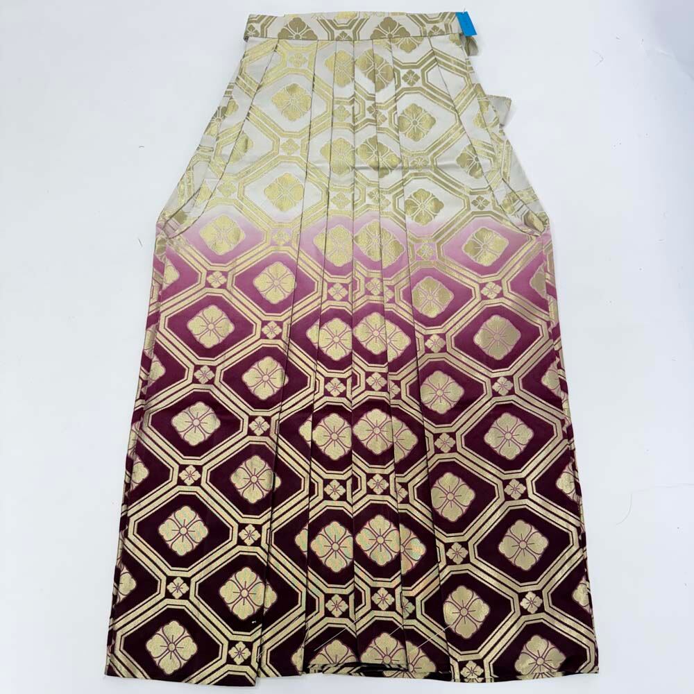 袴 行灯袴 男袴 紐下丈87cm 男性用袴 Lサイズ 成人式袴 金 赤 中古 4649