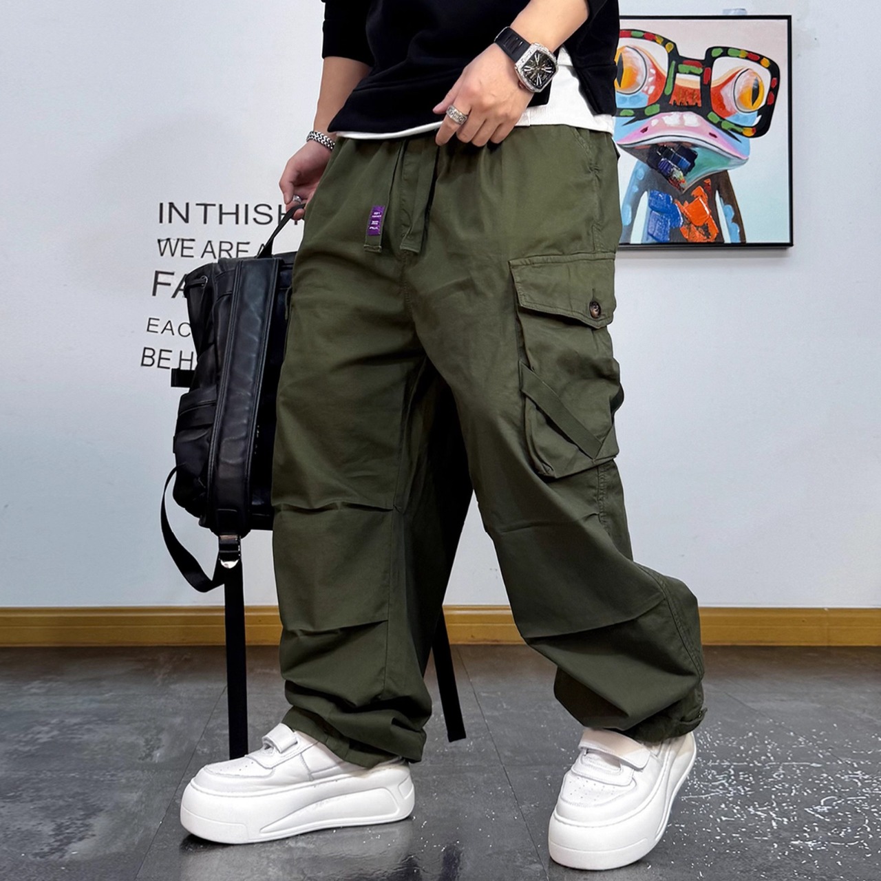 Loose fit cargo pocket pants  1096 - 4