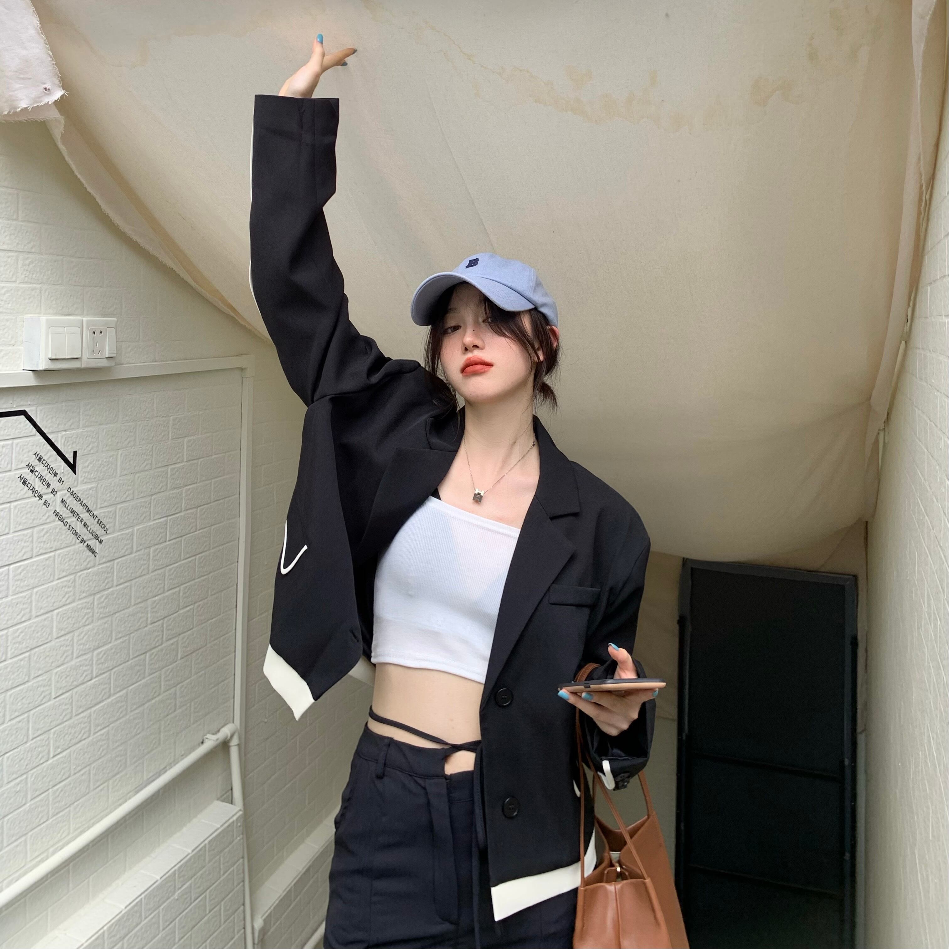 ブラックジャケット オータムルーズ ロング 秋物 モンロー13160481448