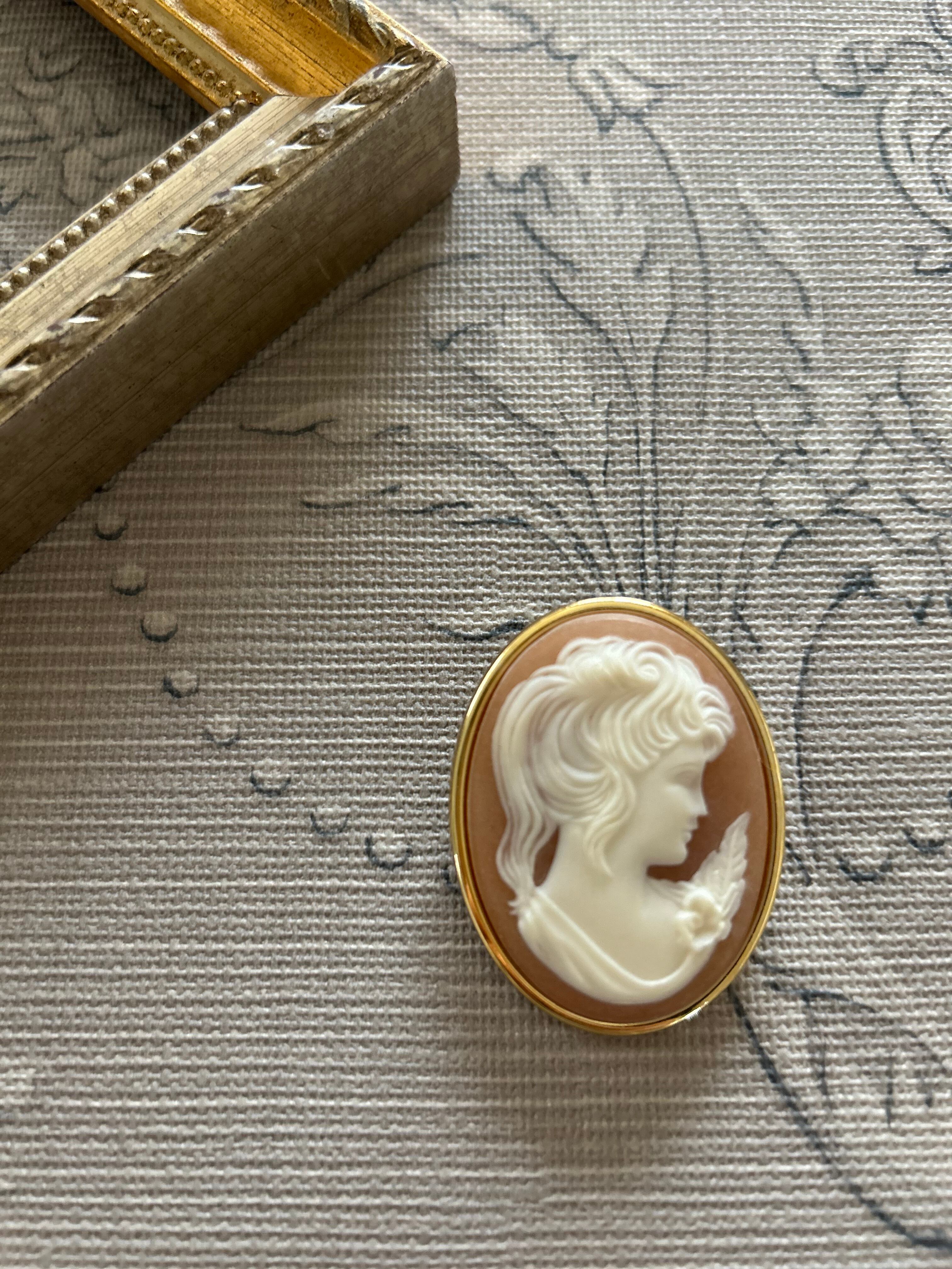 西ドイツ Vintage カメオブローチ アクセサリー ピンク 女性の横顔 WESTERN GERMANY 西ドイツ デッドストック アクセサリー 装飾材 カルトナージュ