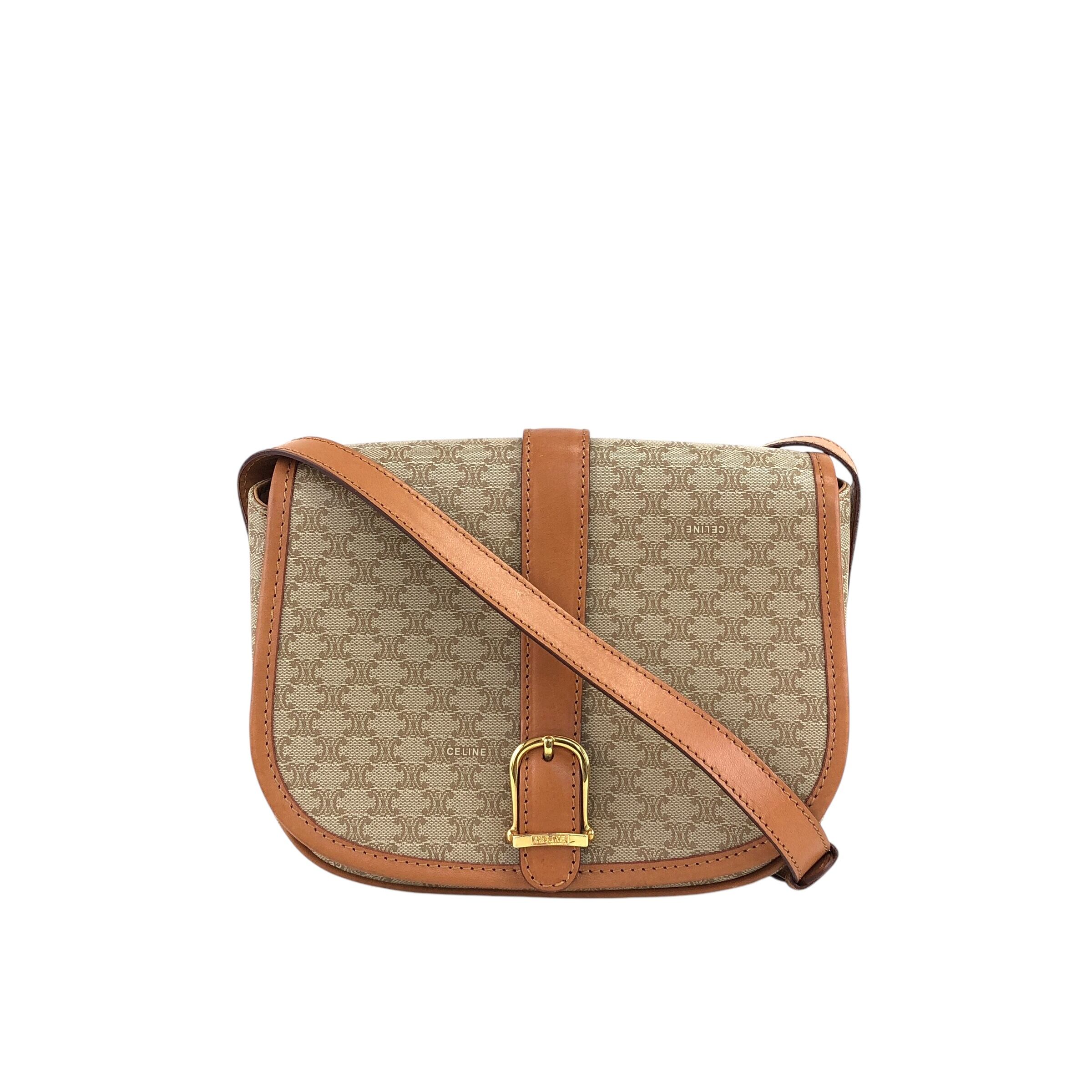 CELINE セリーヌ マカダム ショルダーバッグ ベージュ フロント CELINE セリーヌ マカダム ショルダーバッグ ベージュ フロント