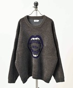 ATELANE Chenille Lip-Pattern Crew-Neck Knit (CHA) 26A-21022