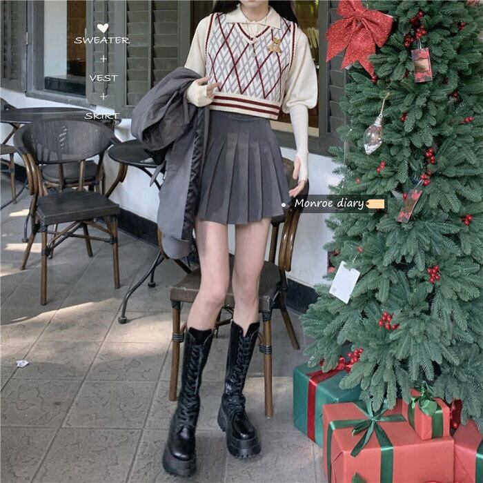 Vネックニットオータムウィンターショートジャケット セーター 秋物 冬物 モンロー95331169234