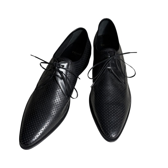 2019ss CELINE by Hedi Slimane black punching leather shoes