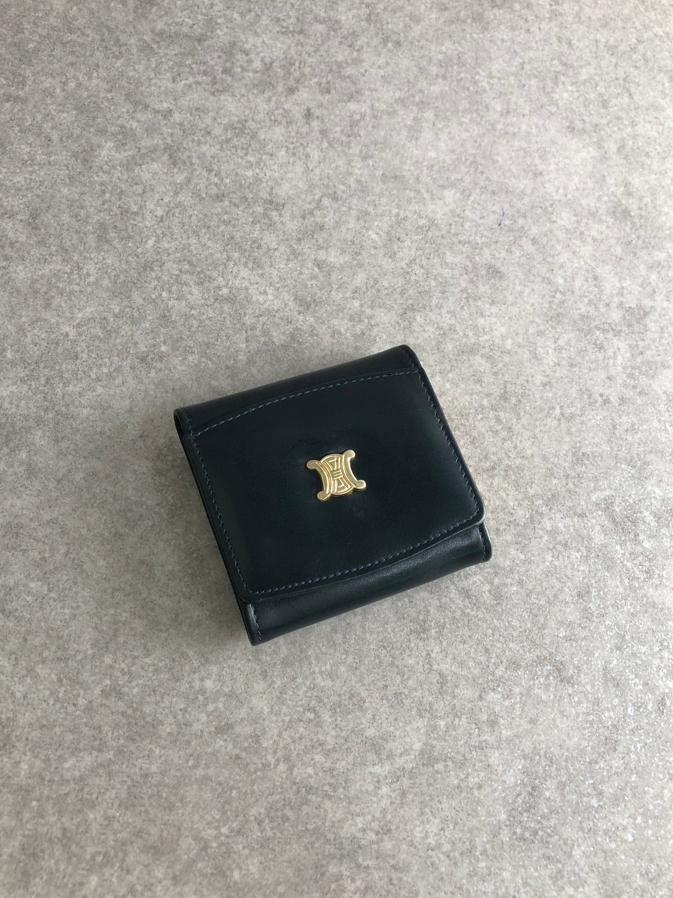 CELINE セリーヌ 財布 ブラック トリオンフ レザー コインケース vintage ヴィンテージ オールド 6fv42e
