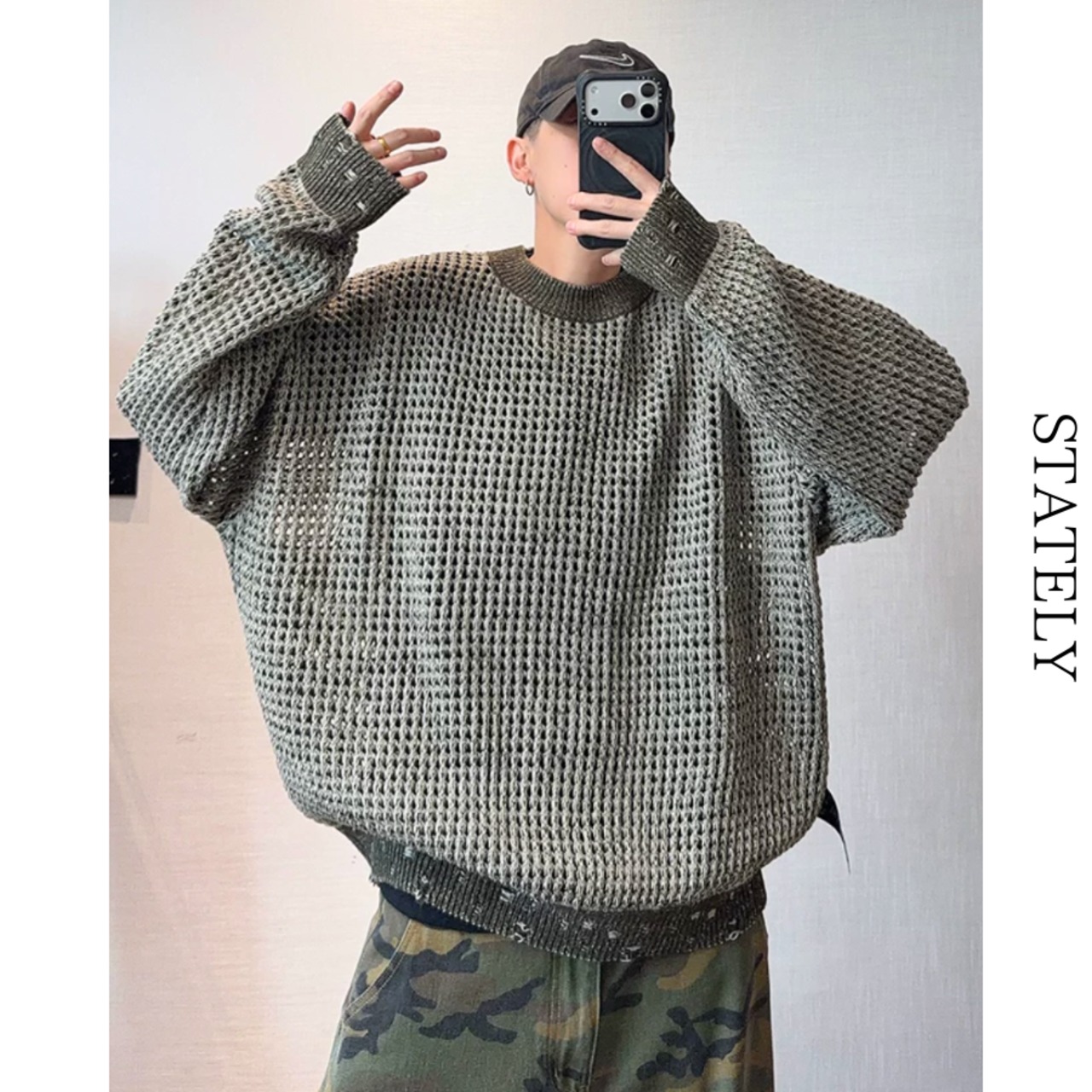 Distressed Mesh オーバーニット_T02・画像7