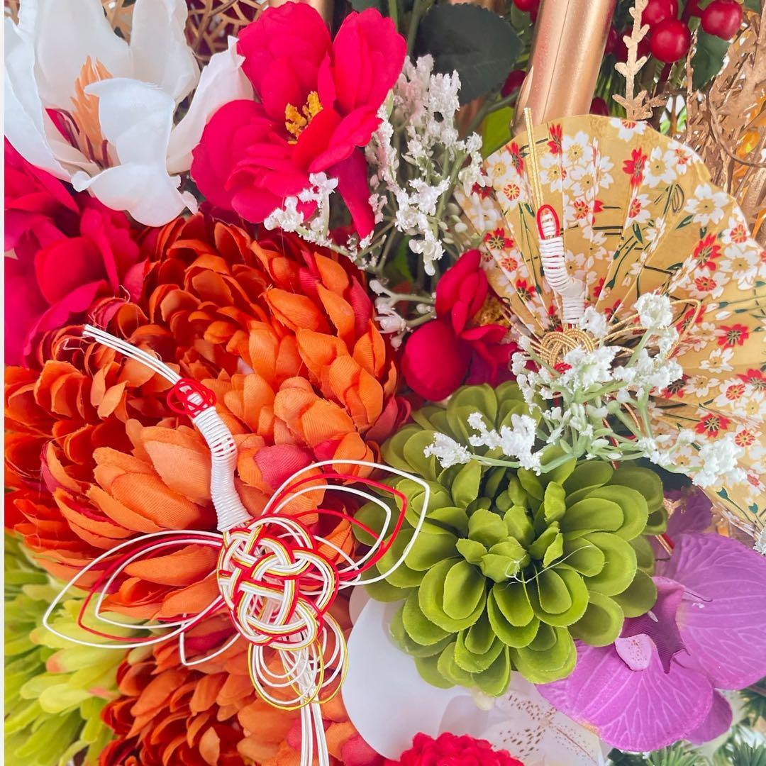 特大サイズ 正月アレンジメント】 扇と松が描く迎春の華｜和モダン