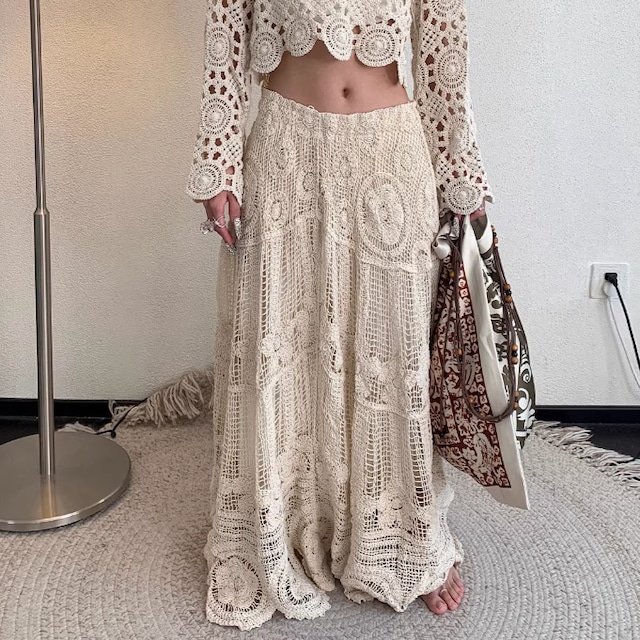 crochet  flower  long-skirt　2litr06296