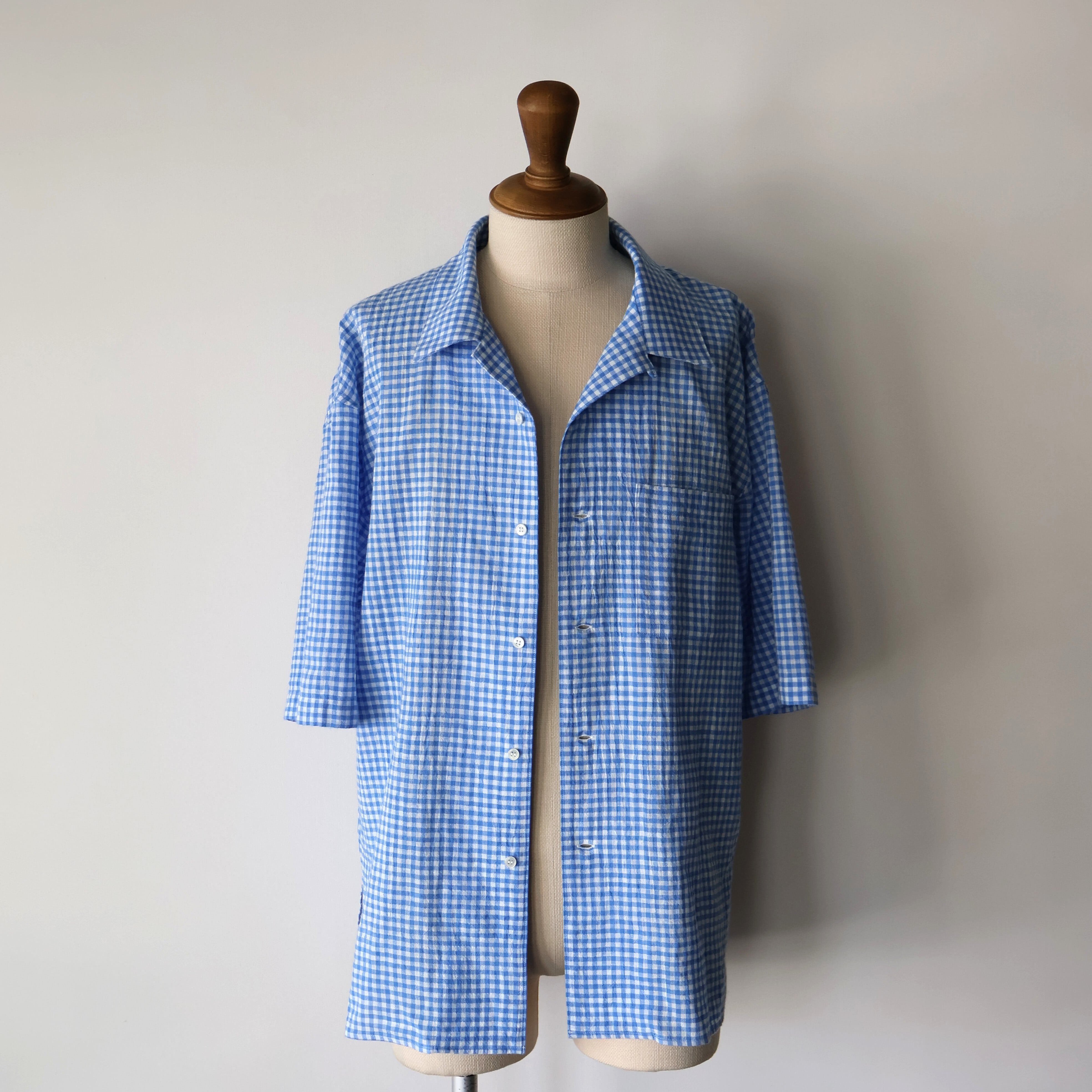 トップス awasa open collar s/s check shirt 3b09a27c5a0f8cf2771873bcc01599