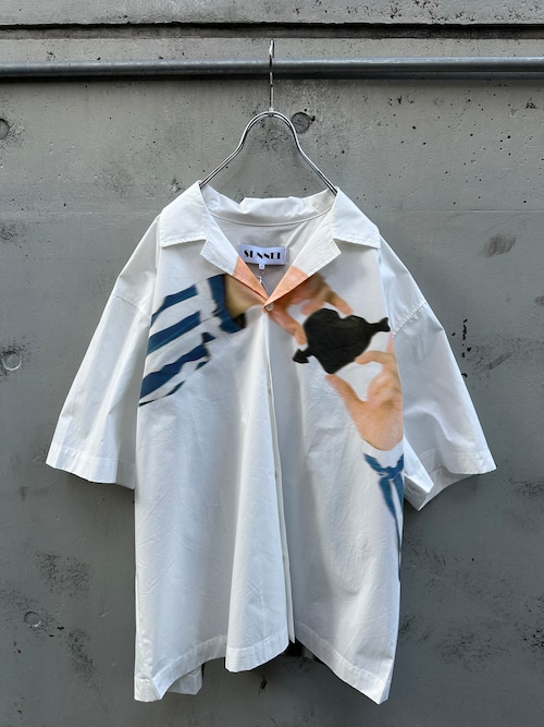 『SUNNEI』heart motif open collar S/S shirt