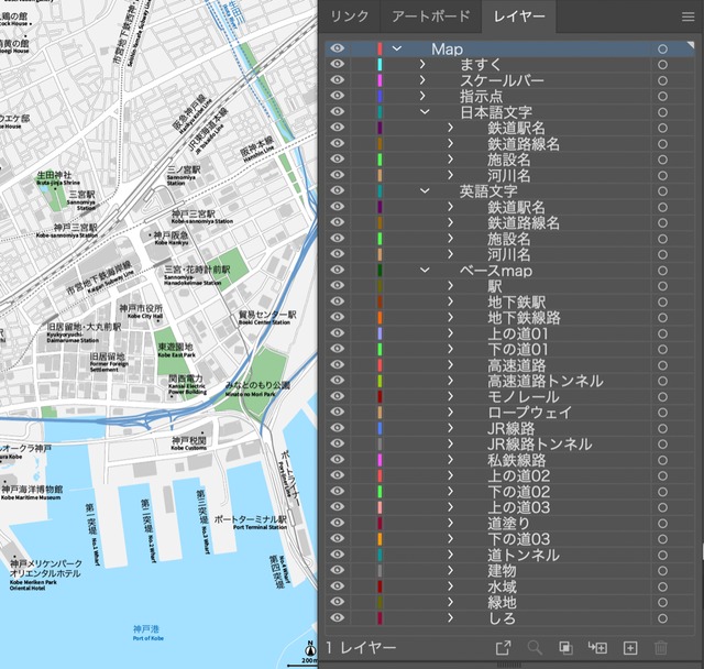 兵庫 神戸 イラストレータデータ Eps 日本語 英語 並記版 地図素材をダウンロードにて販売するお店 今八商店