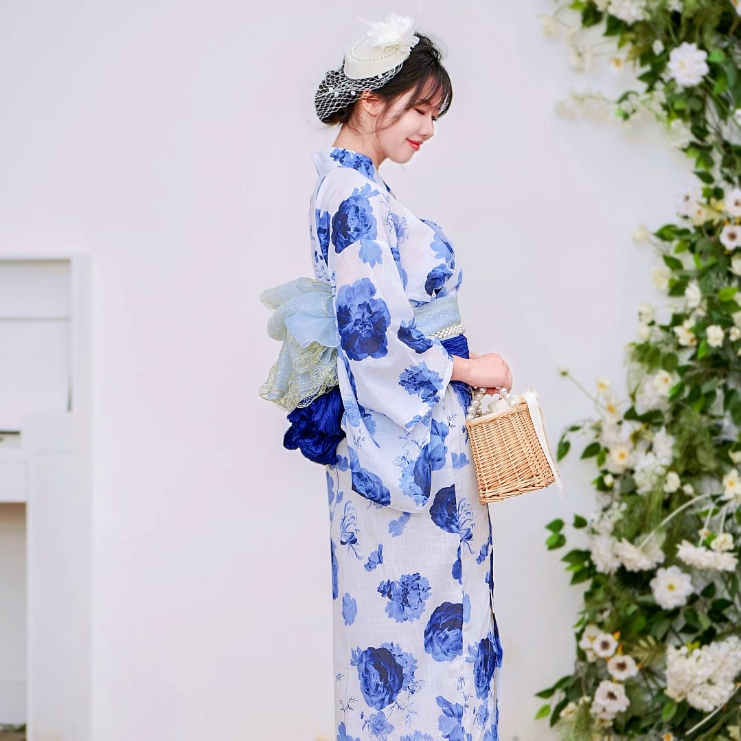 即日発送】【再入荷】浴衣【青花の舞×紺】 セパレート 二部式 浴衣