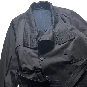 vintage DOMON black cotton twill long coat