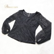 フラメンコ 衣装 トップス ブラウス 黒 レース レイリーナ Leirena 長袖 ダンス パーティ 発表会 透け感 ブラック系 レーストップス フラメンコブラウス ダンスウェア フォーマル シンプル Mサイズ 女性用 衣装 おしゃれ