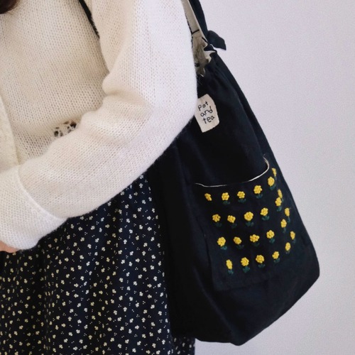 2色/小花刺繍の巾着バッグ ・11963