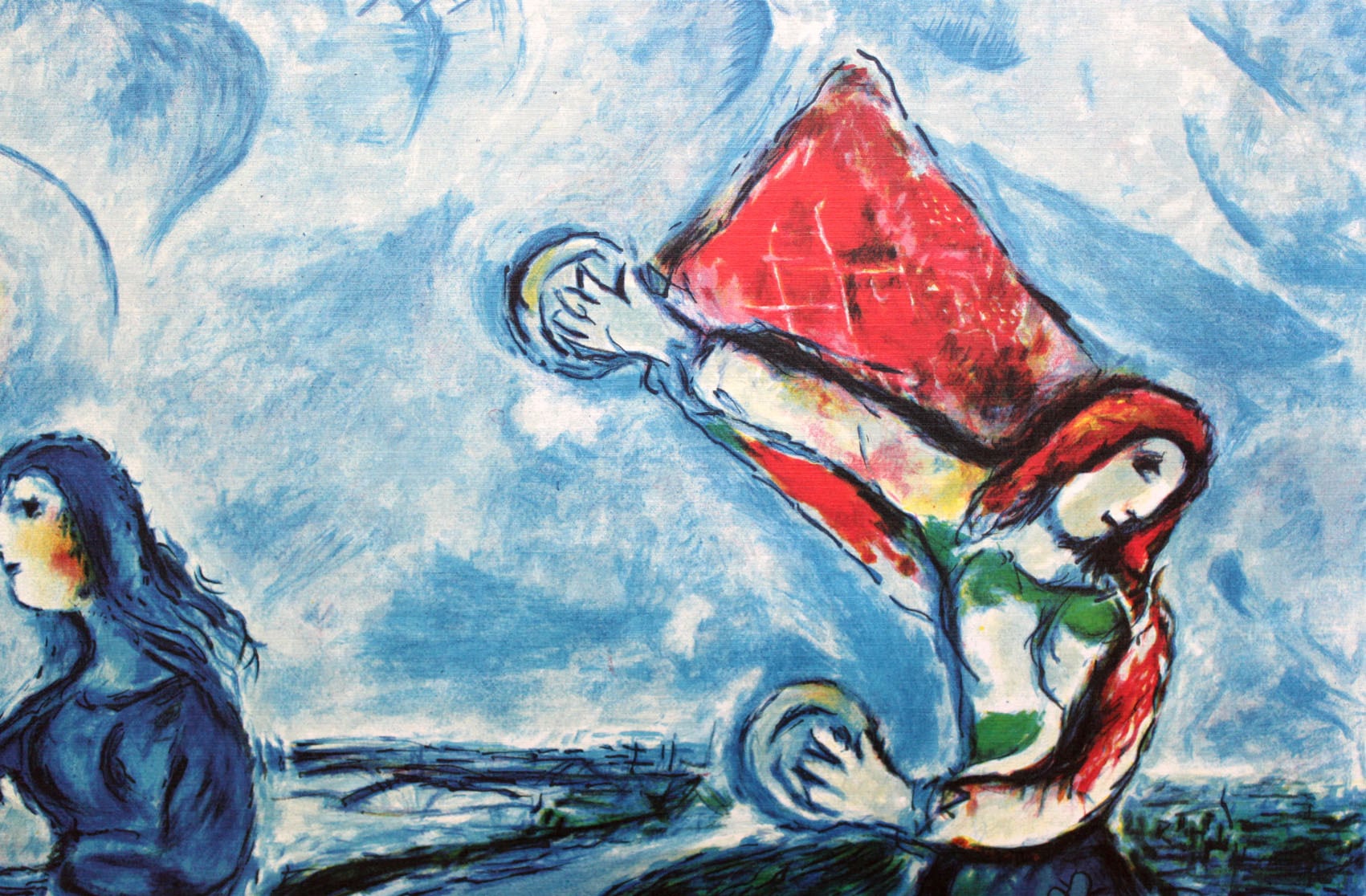 マルク・シャガール絵画パリの恋人作品証明書・展示用フック