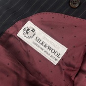 上下 TAKEO KIKUCHI タケオキクチ EVANDALE SILK&WOOL ストライプ テーラードジャケット パンツ セットアップ スーツ/ブラック メンズ