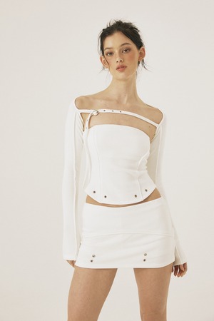 [threetimes] Zoey skirt Ivory 正規品 韓国ブランド 韓国通販 韓国代行 韓国ファッション スリータイムズ 日本 店舗