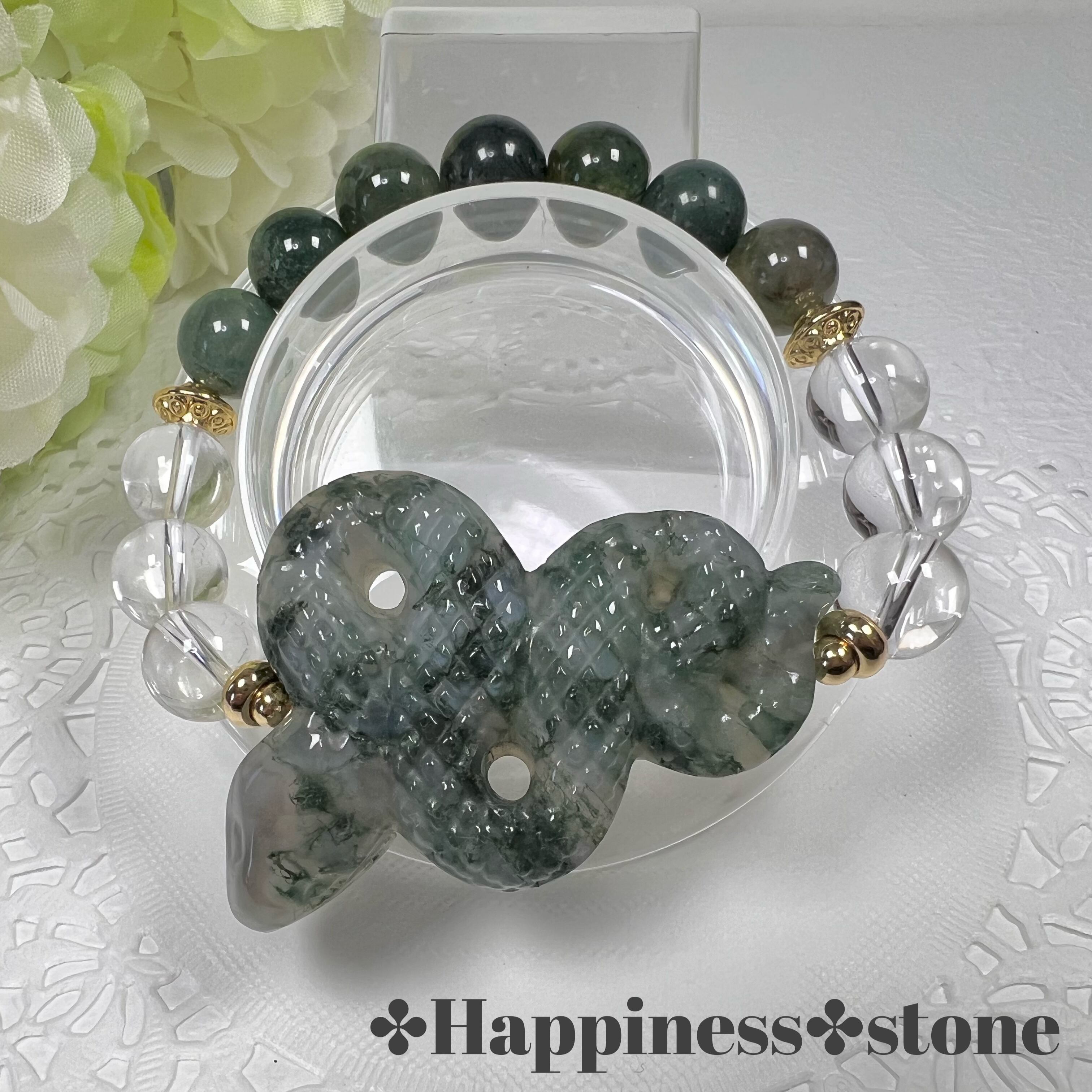 【モスアゲート 蛇 ブレスレット】ユニセックス プレゼント 父の日