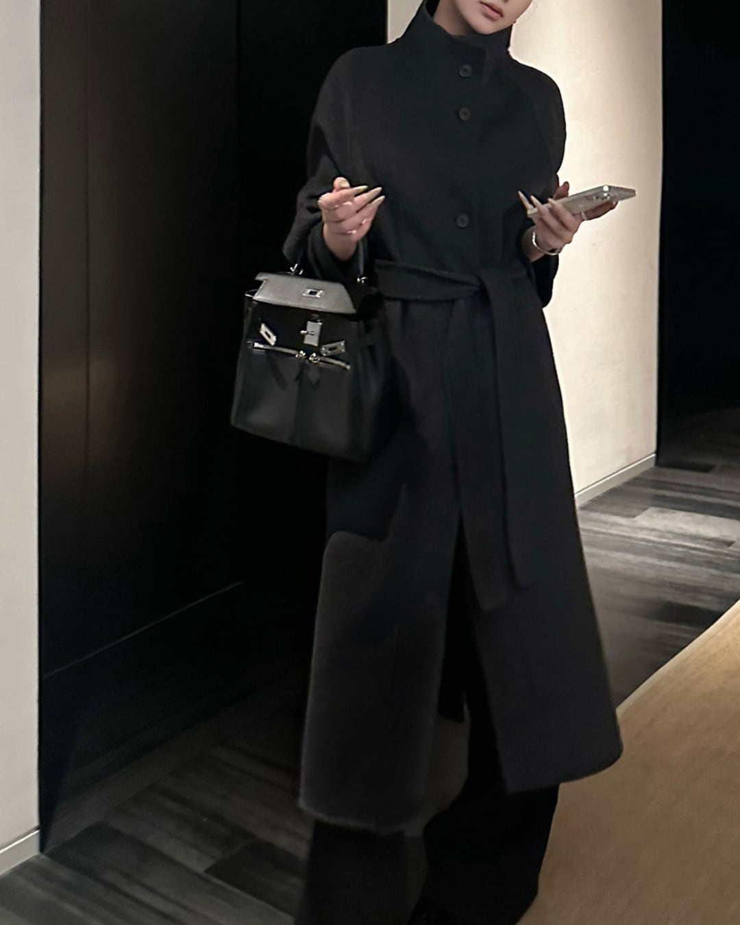 ウールスタンドカラーコート A25109