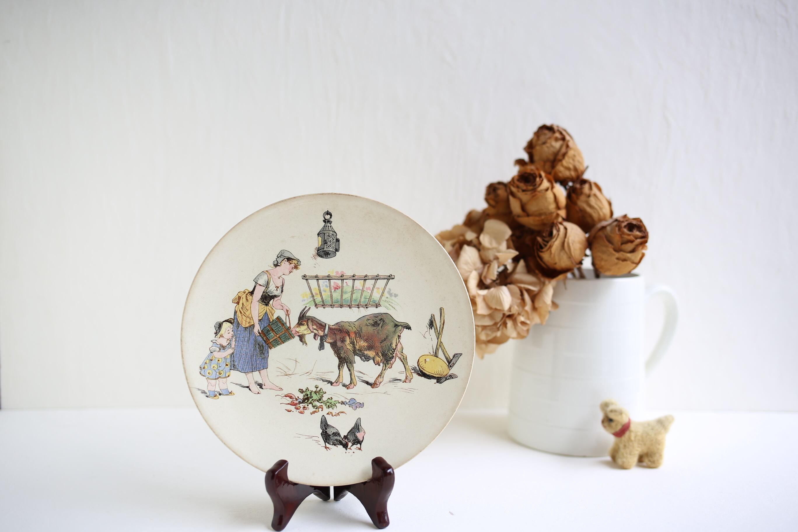 フランス アンティーク Sarreguemines サルグミンヌ 『LES ENFANTS RICHARD』 デザートプレート N-05389