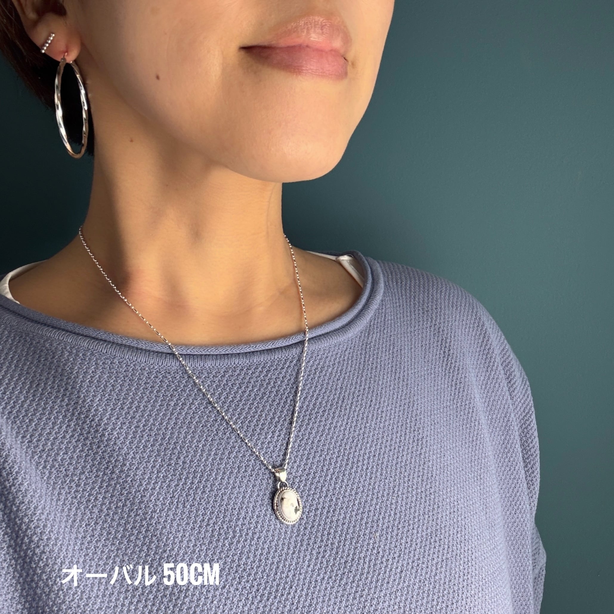 Indian Jewelry 》ホワイトバッファロー ドロップ／オーバル