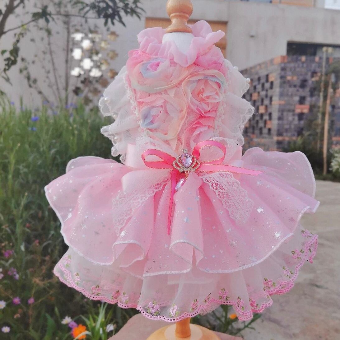 フラワーモチーフのピンクドレス 00284