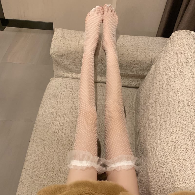 NODRESS ホワイト レース リボン ストッキング ソックス Nodress