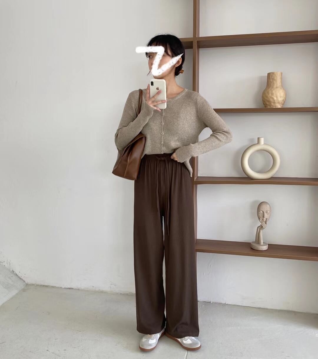 ウエストゴム　リブワイドパンツ　AJ205-614