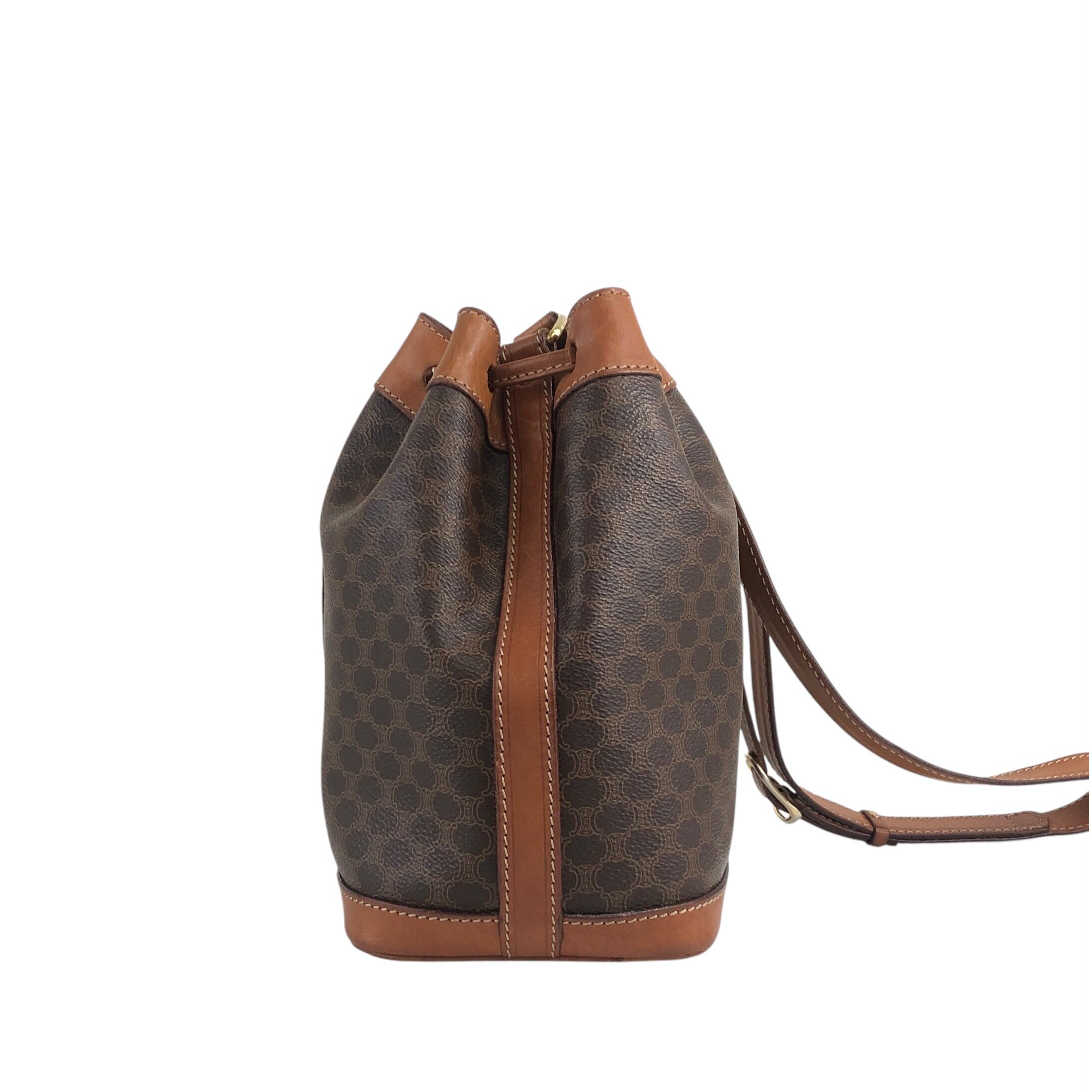 CELINE セリーヌ マカダム ショルダーバッグ ブラウン ブラゾン型押し
