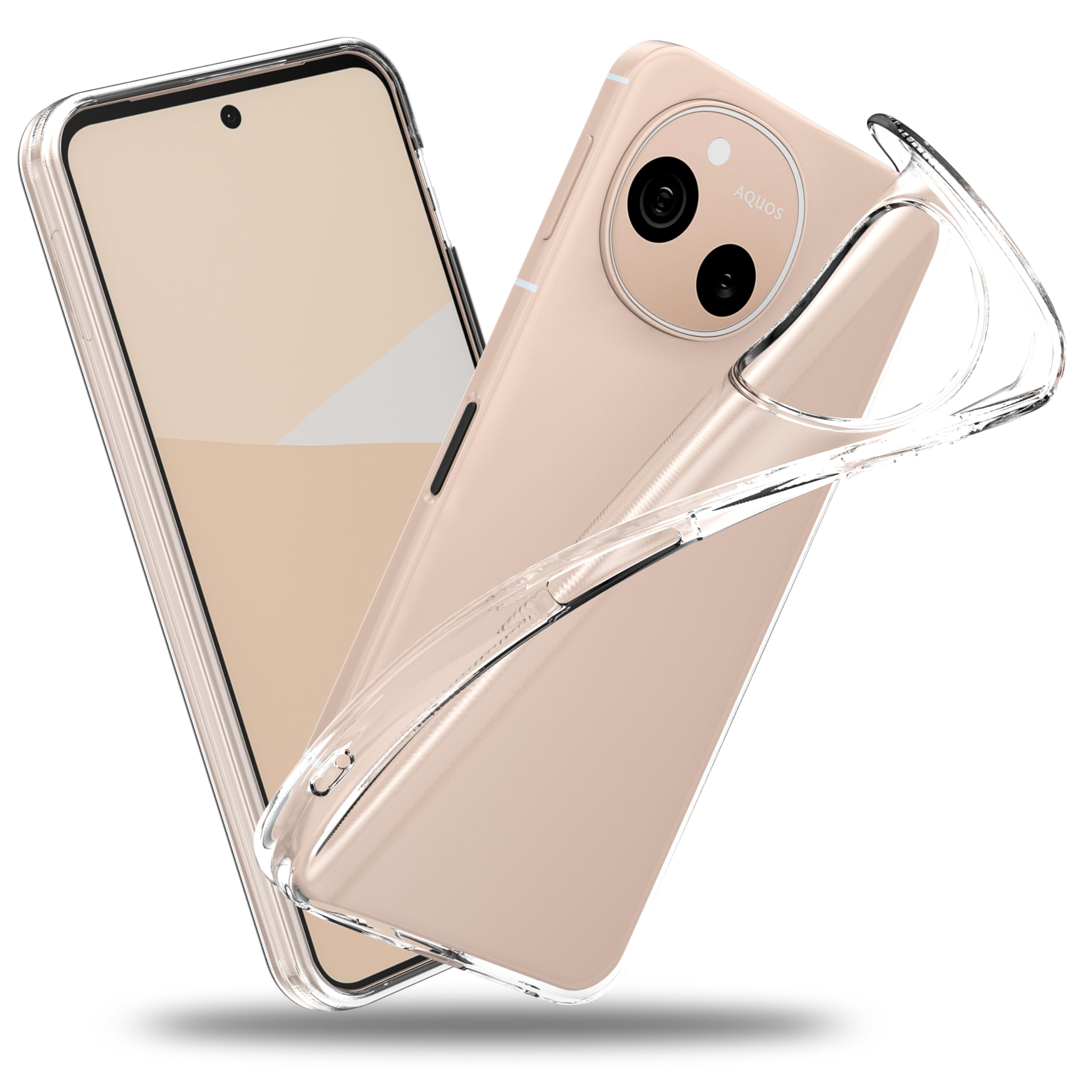 AQUOS sense10 用 ケース sense9 用 ケース クリア 薄型 SH-53F | SH-M33 ドイツバイエル製TPU素材 超耐衝撃 全透明 黄変防止 レンズ保護 指紋防止 ストラップホール付き アクオスセン10 用カバー クリスタル・クリア