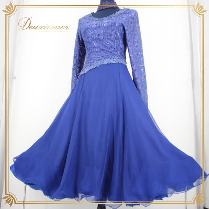 社交ダンス ドレス レッスンウェア ロング フレア ツーピース