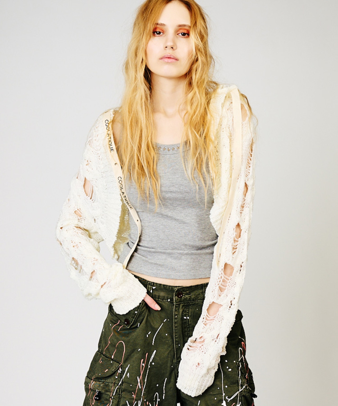 【直営限定ITEM】COOLAダメージニットボレロ (WHITE) CQ-48051H