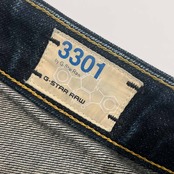 G-STAR RAW ジースターロウ 3301 ヒゲ ハチノス ボタンフライ デニム パンツ W90/インディゴ メンズ