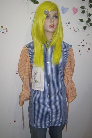 NETSU − Mixed Check Panel Shirt with Drawcord Sleeves
