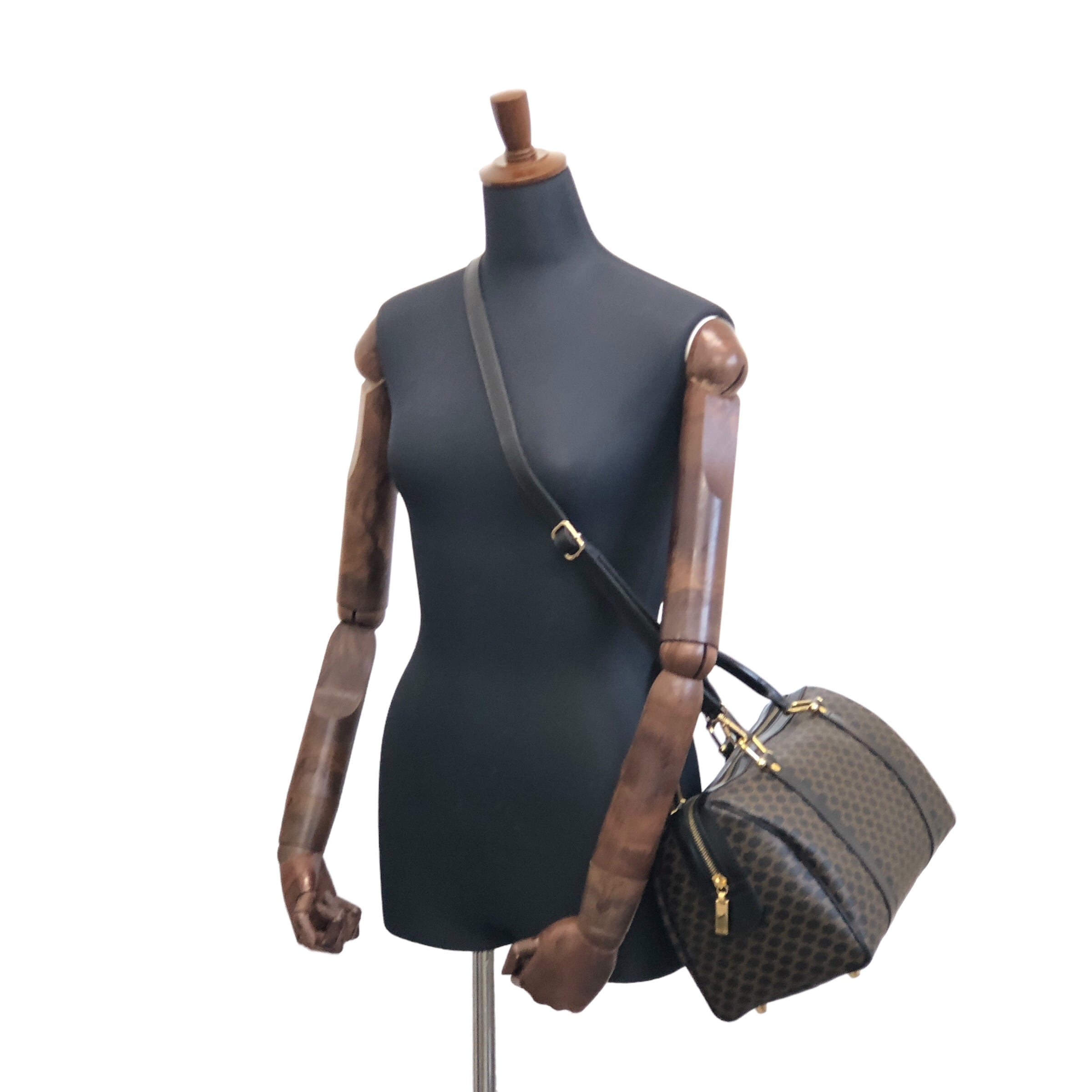 CELINE セリーヌ マカダム ハンドバッグ ブラック PVCレザー ミニ