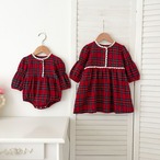 クーポンで2,280円→1,357円【即納】110~120相当 訳あり品 クリスマスワンピースチェック 【冬物 海外輸入服 子供服 ガーリー 女の子】