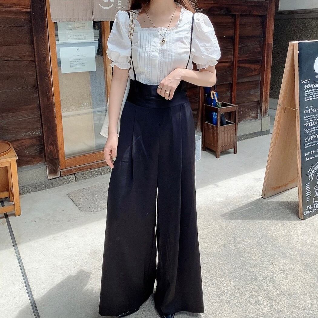 Satin salopette / black (6月中旬頃発送予定) | moripon.