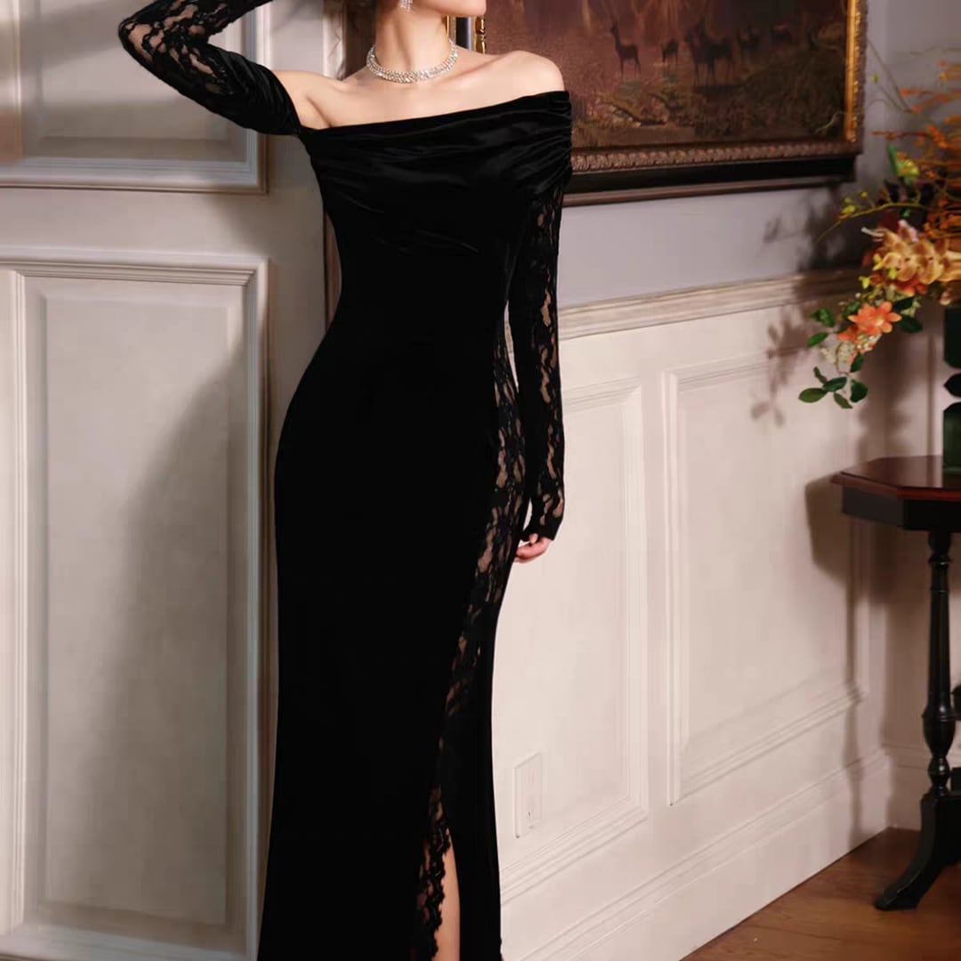 Lace-slit dress 2610182